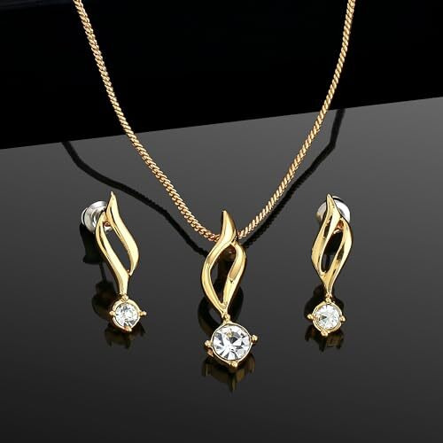 Estele Solitaire American Diamond Necklace set with Chain for women