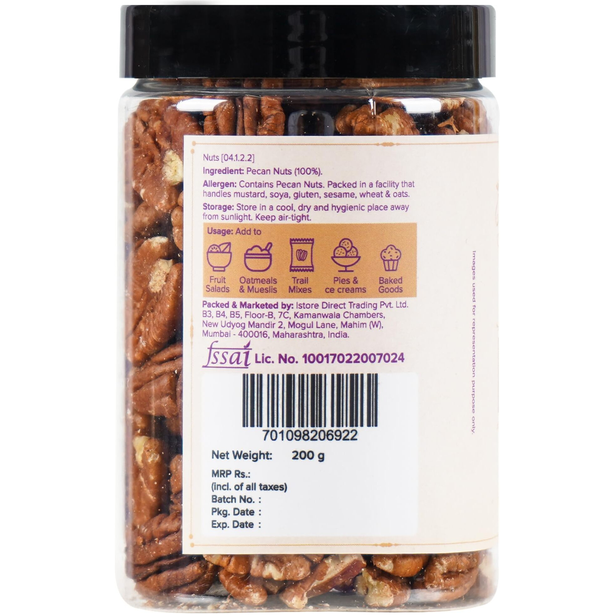 Urban Platter Jumbo Whole Pecan Nuts, 200g (Rich in Protein & Fiber, Crunchy,Stored in Refrigeration for Long Lasting Freshness)