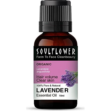 Soulflower Lavender Essential Oil for Healthy Hair & Growth, Skin, Hair Fall Control and Relaxing Sleep| Lavandula Angustifolia | Ecocert Certified Organic 100% Pure, Natural, Undiluted | 10ml