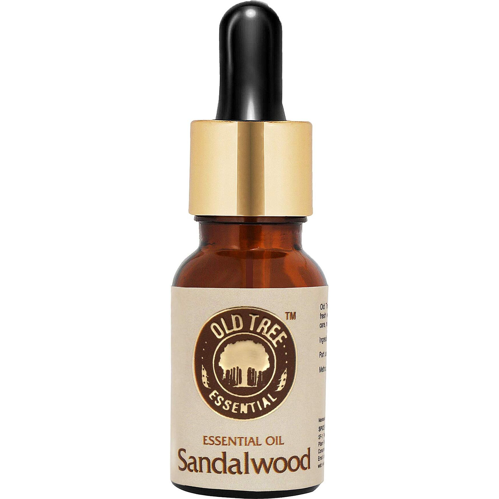 Old Tree Pure Sandalwood Essential Oil for Fragrance, Skin, Bathing (15ml) - Chandan Oil with Dropper for Stress Relief & Relaxation, Aromatherapy, Diffuser, Soap & Candle Making