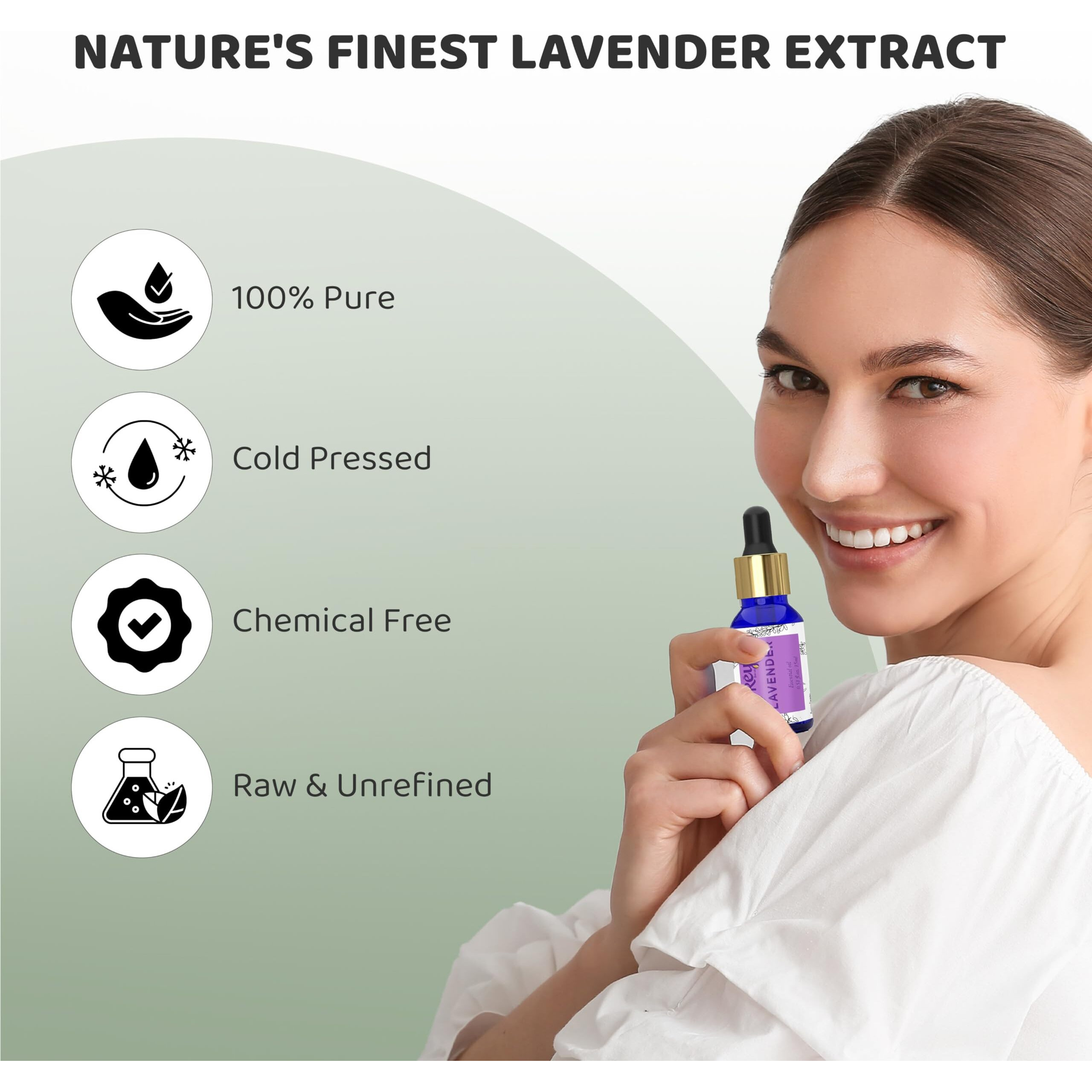 Rey Naturals Lavender Essential Oil, Natural & Therapeutic Grade Choice For Aromatherapy, Massage & Aroma Diffusers - 15 ML