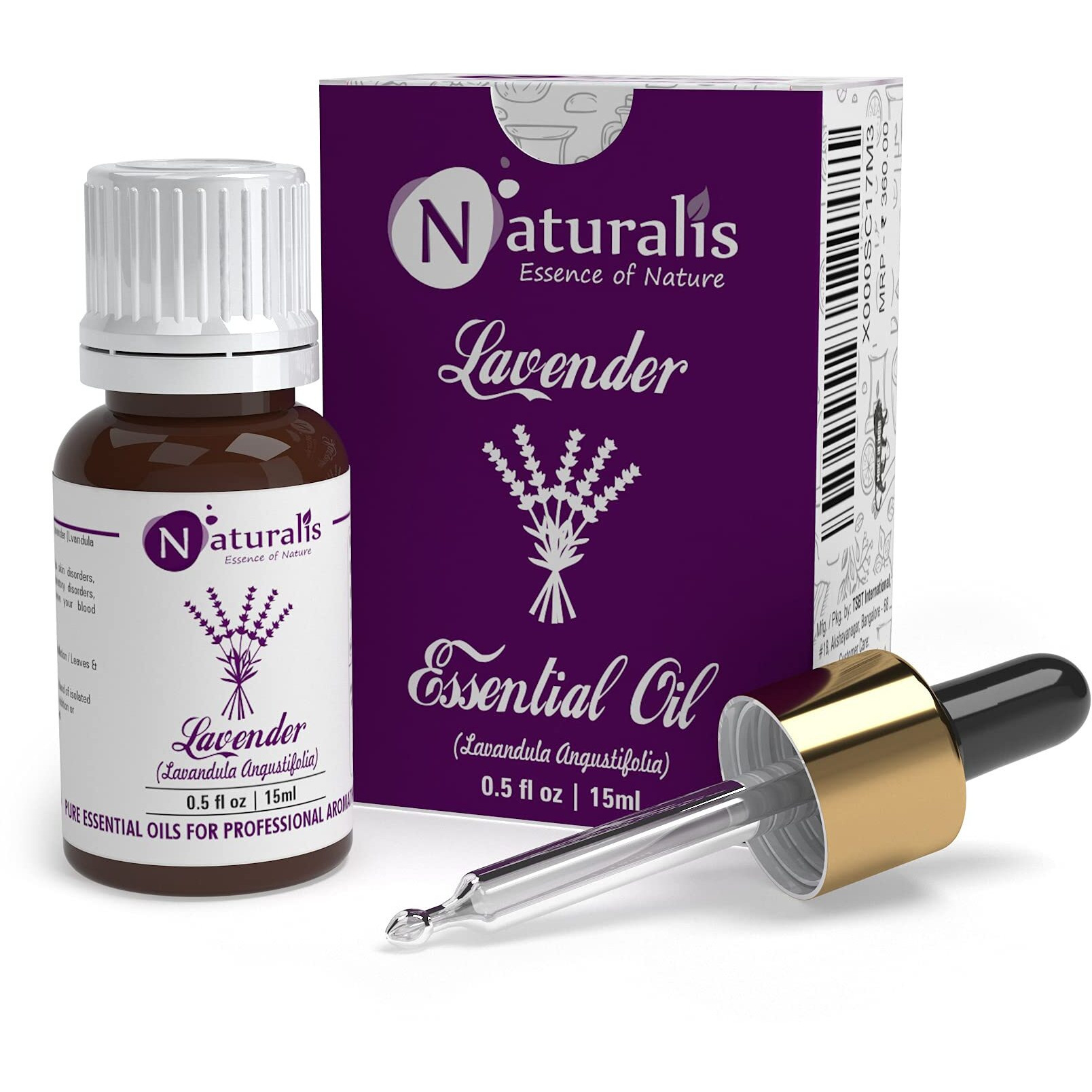 Naturalis Essence Of Nature Lavender Essential Oil 100% Pure, Natural & Undiluted Therapeutic Grade For Hair, Skin, Face, Calming Bath Or Massage For Restful Sleep - 15Ml