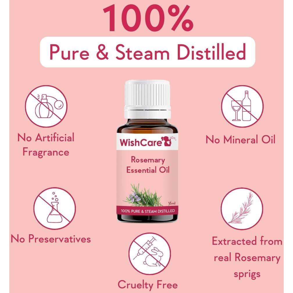 WishCare Rosemary Essential Oil 15 ML - 100% Pure, Undiluted & Natural