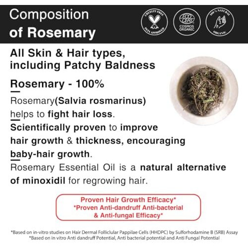 Soulflower Rosemary Essential Oil for Hair Growth, Nourishment, Thick & Strong Hair, Moisturising Skin | Clinically Tested & Ecocert Certified Organic 100% Pure, Natural| Pack of 2 15ml Each