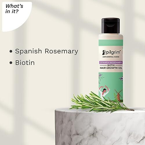 Pilgrim Spanish Rosemary & Biotin Hair Growth Oil to Control Hair Fall & Strengthens Hair 100ml | Rosemary essential oil for hair growth | Reduces Hair Fall | Strengthens Hair