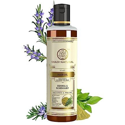 Khadi Natural Rosemary & Henna Hair Oil, Natural Oil For Thick & Voluminous Hair Oil For Controlling Hair Fall & Premature Greying, Paraben & Mineral Oil Free, Suitable For All Hair Types, 210ml