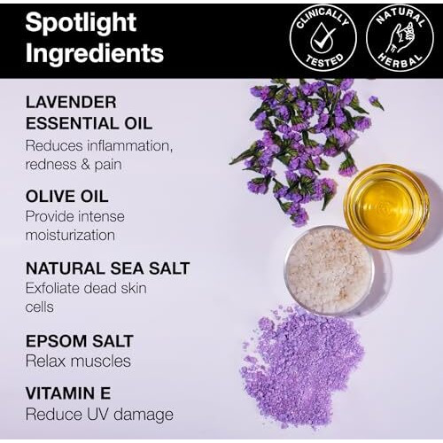 Soulflower Lavender Bath Salt for Body & Foot Spa, Calming, Relaxing, Muscle Pain Relief, Aromatherapy | Pure & Natural | Sea Salt, Lavender Essential Oil & Vitamin E, 500g (Pack of 1)