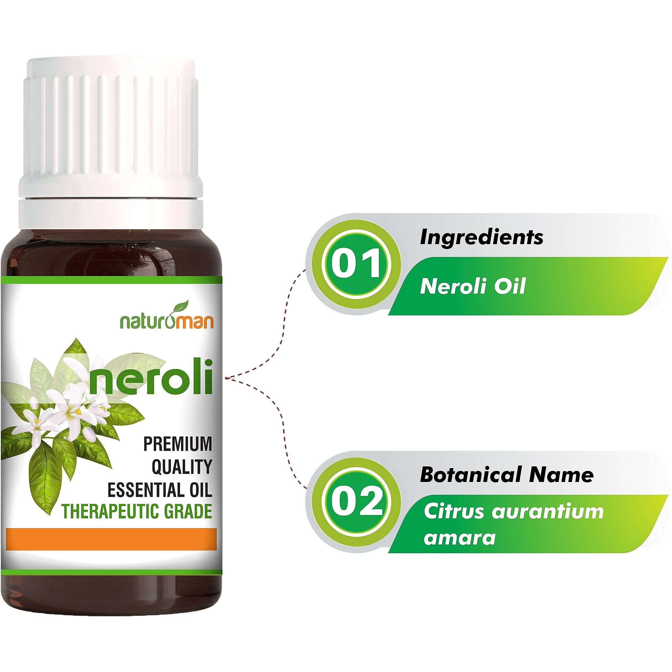 Naturoman Neroli Essential Oil | Natural & Pure | For Skin Care and Hair Nourishment | Therapeutic Grade | Suitable for All Skin Types | Pack of 1 | 100 ml