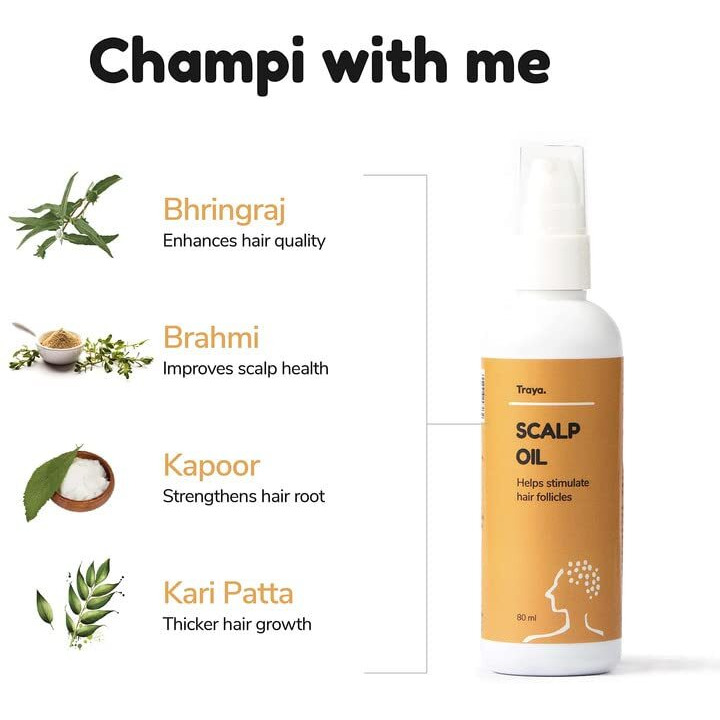 Traya Scalp Oil with Calm Oil Shots for Stress Relief and Calm Sleep | Contains Coconut Oil, Bhringraj Oil for Hair, Ylang Ylang Essential Oil and ORPL(87ml)