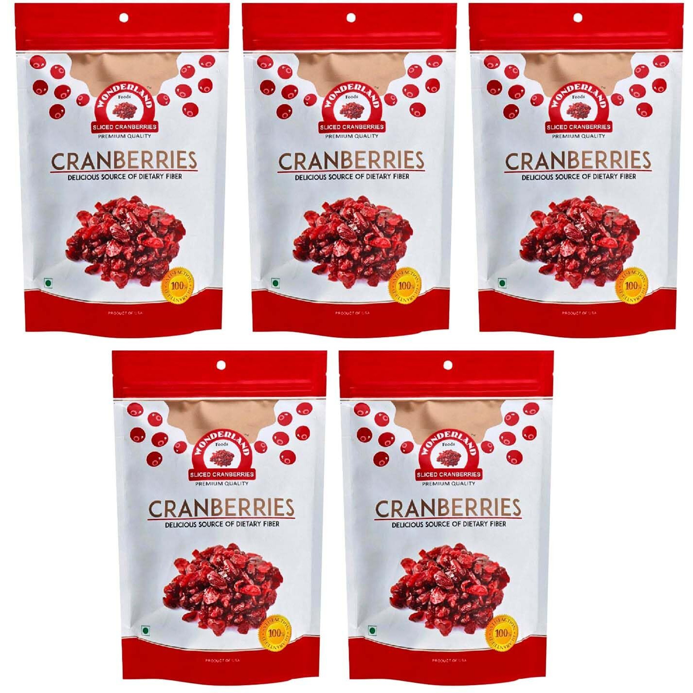 WONDERLAND FOODS American Dried Sliced Cranberries (200 g x 5) 1000g