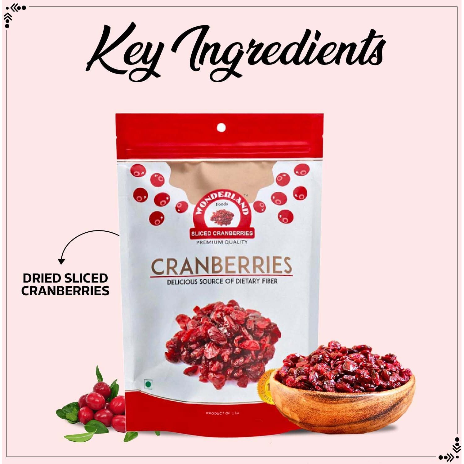 WONDERLAND FOODS American Dried Sliced Cranberries (200 g x 5) 1000g