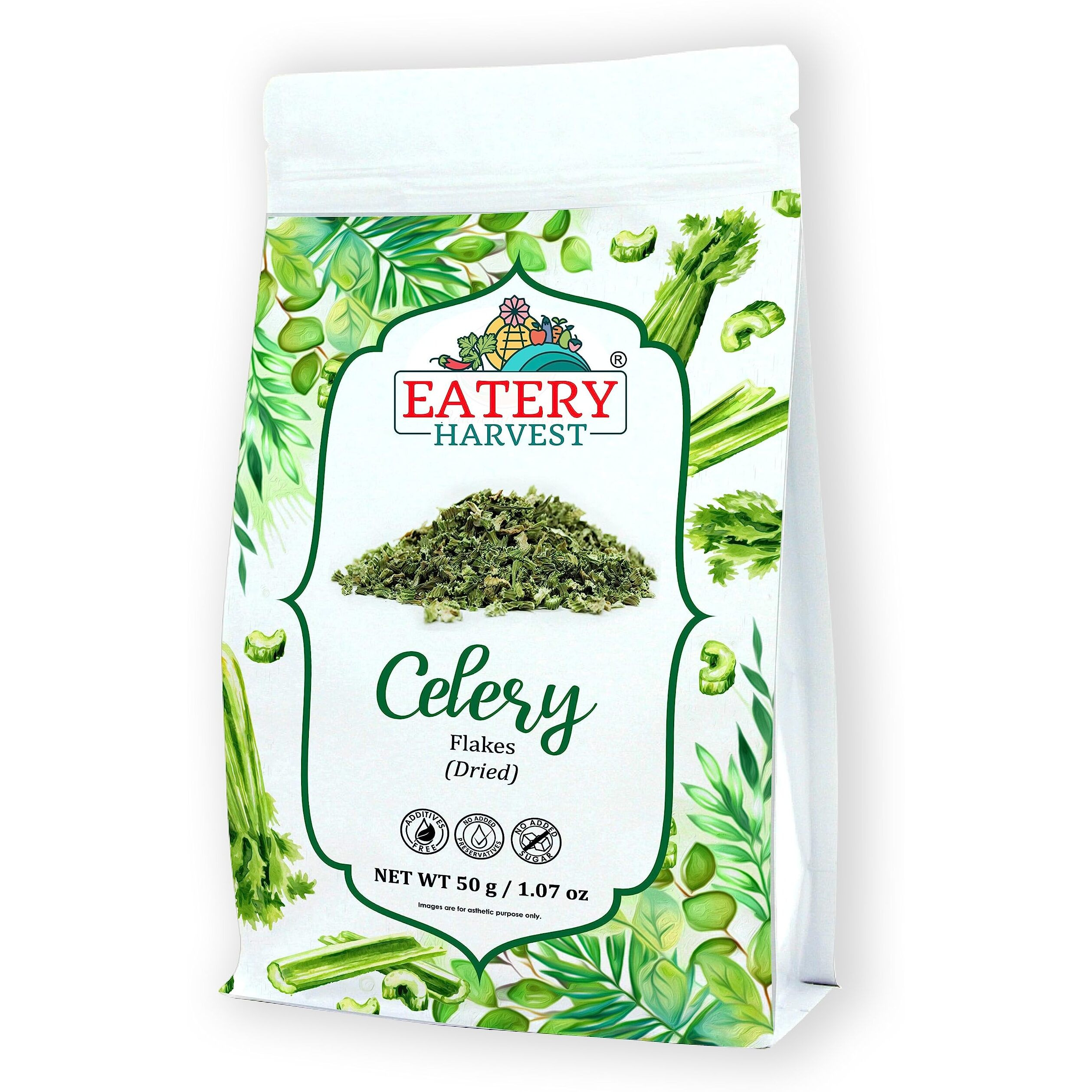 SAIPRO Nature Our Future Celery Flakes 50 G, Dried Celery Leaves For Spices| Herbs Seasoning| Sausage| Celery Leaf Pesto