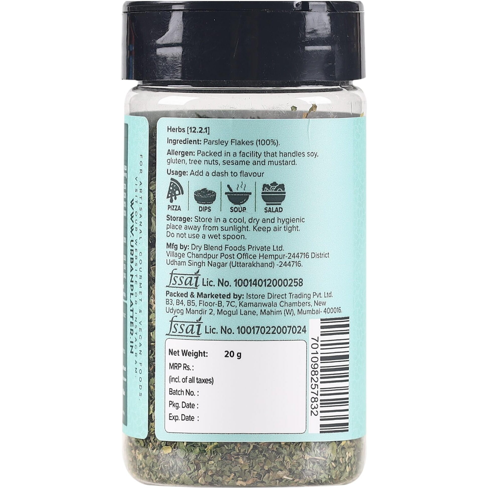 Urban Platter Whole Sun Dried Parsley Flakes Herb, 20g