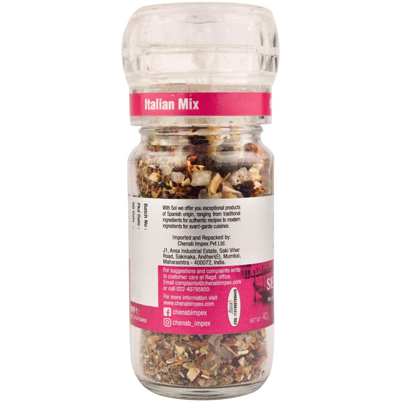 Sol Italian Mix Herbs and Spices in Crystal Grinders, 40g