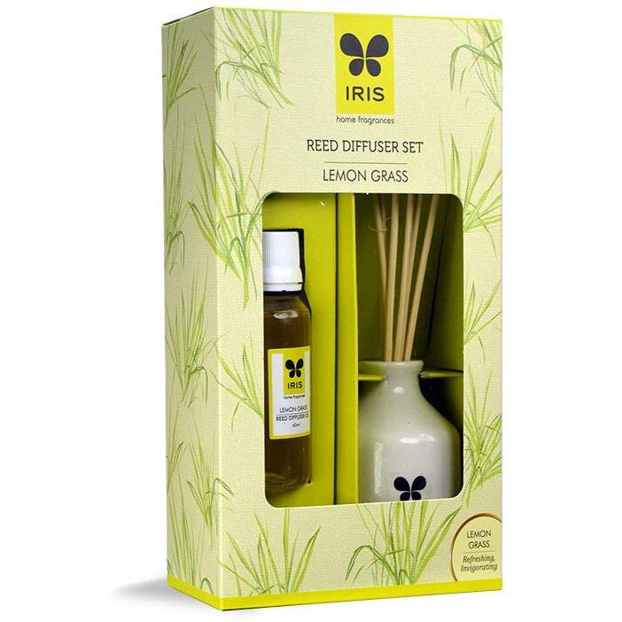 IRIS Reed Diffuser with Ceramic Pot - Lemon Grass - Home Fragrances - Risk-Free - Easy to use - 60 ml