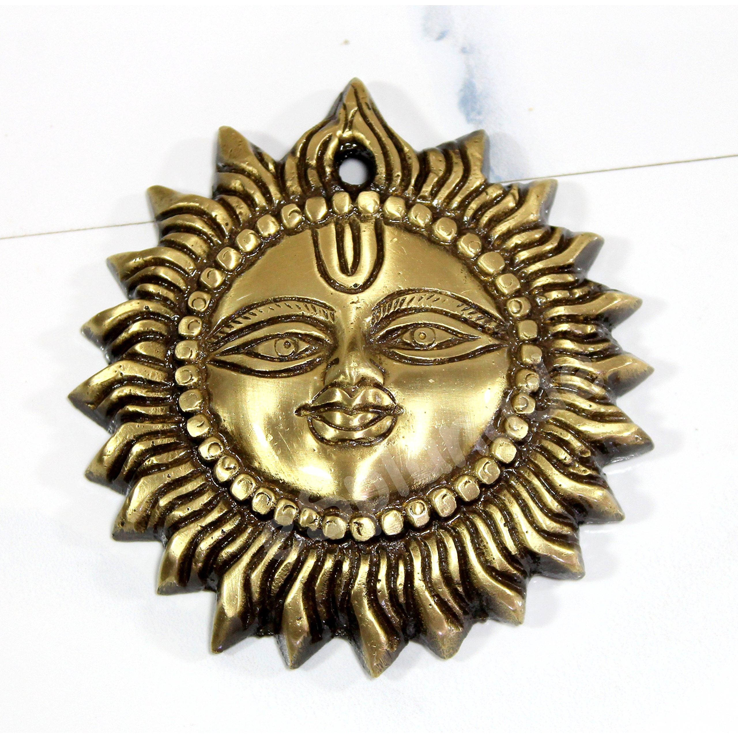 ESPLANADE 4 Brass Sun Smiling Surya Bhagwaan Idol Statue Sculpture Wall Hanging