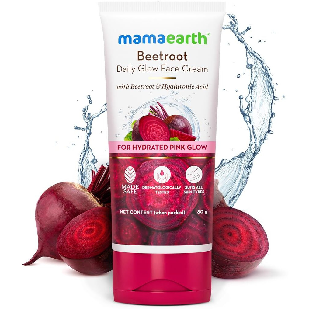 Mamaearth Beetroot Daily Glow Face Cream With Beetroot & Hyaluronic Acid - 80g|Gives Hydrated Pink Glow |Gives Instant Brightening Effect |Lightweight & Non-Greasy |Natural Glow |For All Skin Types