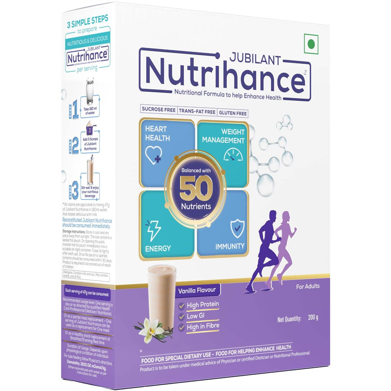 JUBILANT Nutrihance Nutritional Formula Help Enhance Health Vanilla Flavor Powder (200 G Vanillla Flavored)