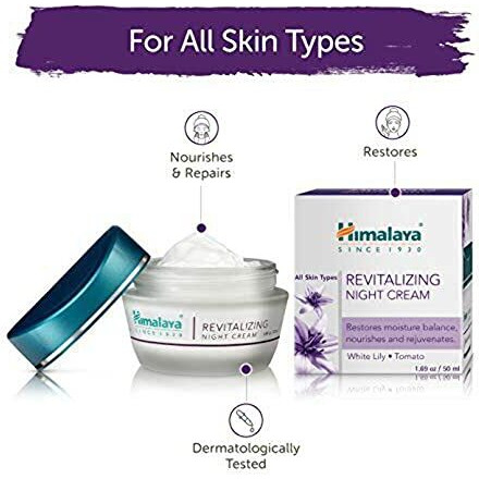 Himalaya Revitalizing Night Cream with white lily | Renews, repairs & hydrates skin overnight | rich in AHA & Anti-oxidants | Derma-tested | Paraben Free | Suitable for Dry to combination skin| 50g