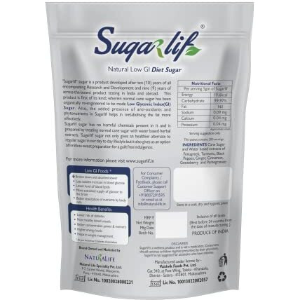 Sugarlif LOW GI Diet Sugar- Orignal Product of Dr. C K Nandagopalan - Diabetic Friendly Herbal Cane Sugar-Free From Chemicals, Artificial Sweetener Substitute Low Glycemic Index (1 Kg) - (Pack of 2)