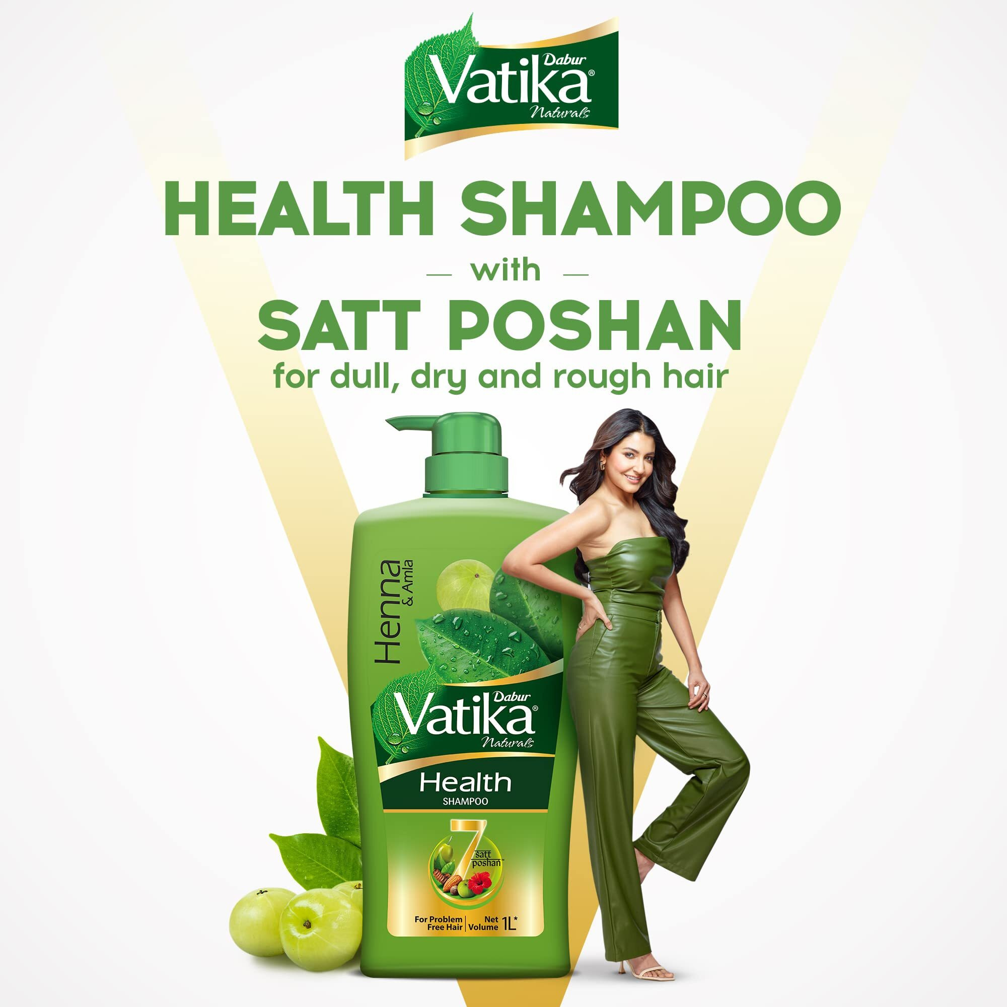 Dabur Vatika Health Shampoo - 640ml | With 7 natural ingredients | For Smooth, Shiny & Nourished Hair | Repairs Hair damage, Controls Frizz | For All Hair Types | Goodness of Henna & Amla