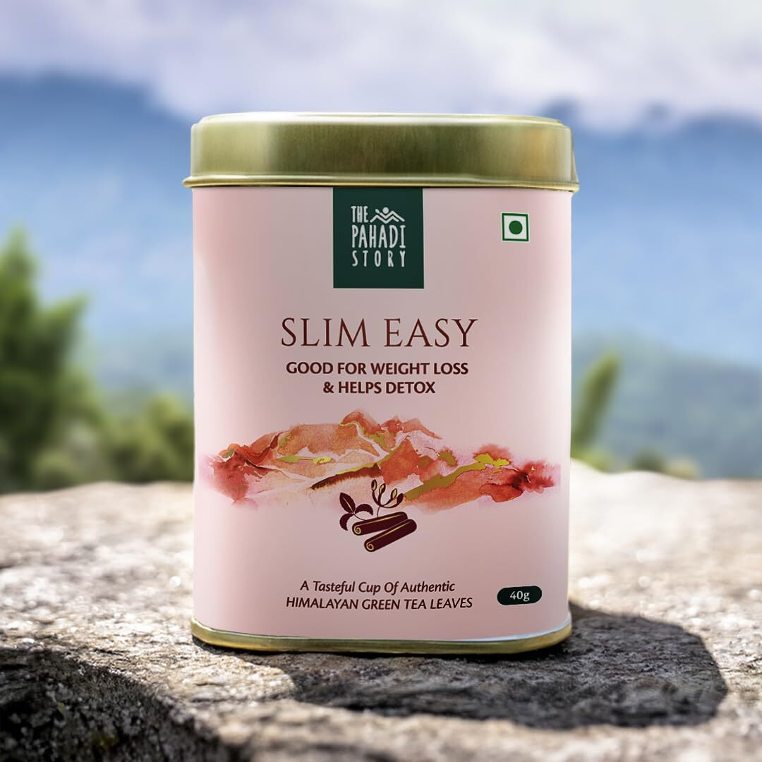 The Pahadi Story Slim Easy Green Tea 40gm | Slimming Tea for Managing Weight and Boosting Metabolism, 100% Natural Whole Leaf Herbal Green Tea