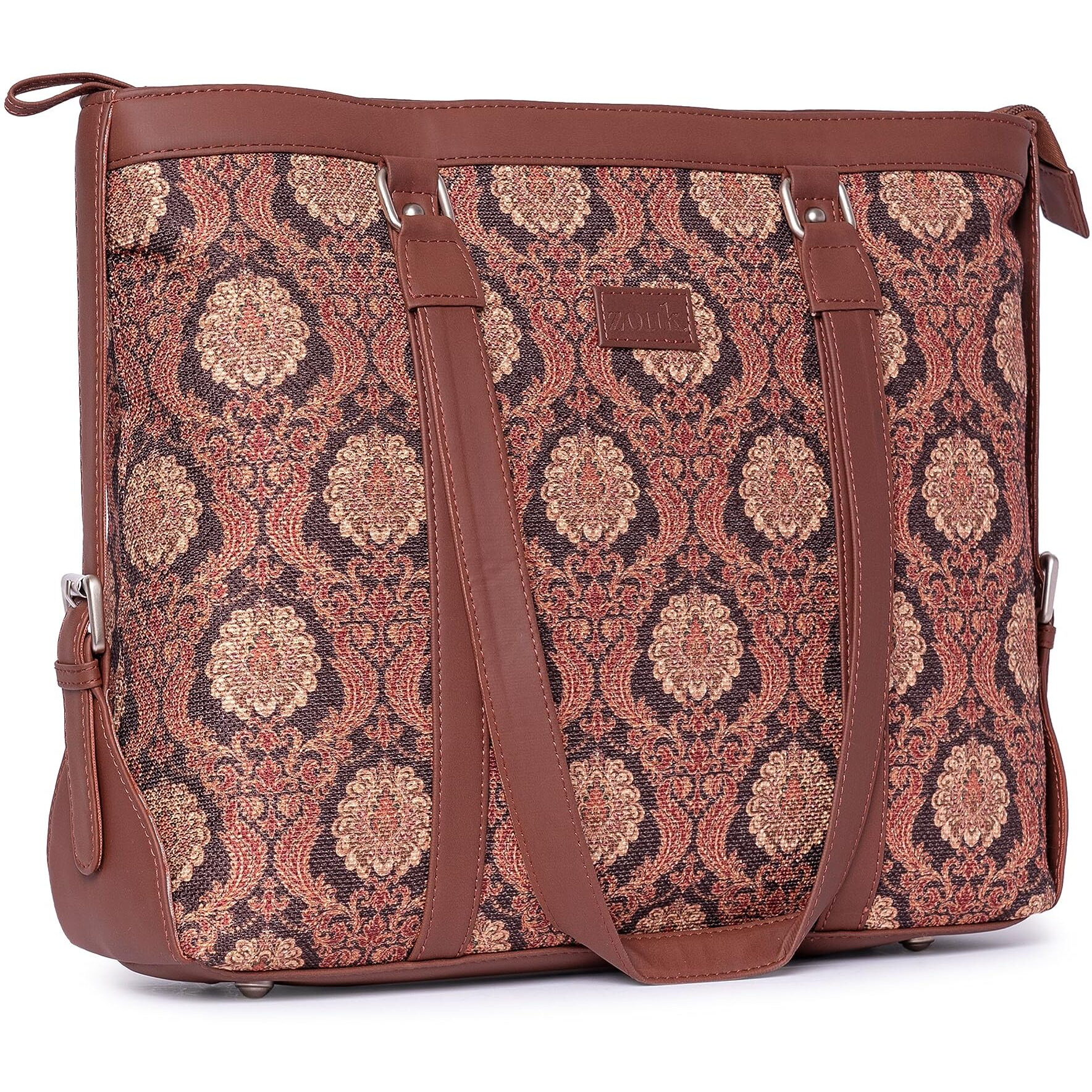 ZOUK Jodhpur Damask Pirnted Handcrafted Vegan Leather Womens Office Bags