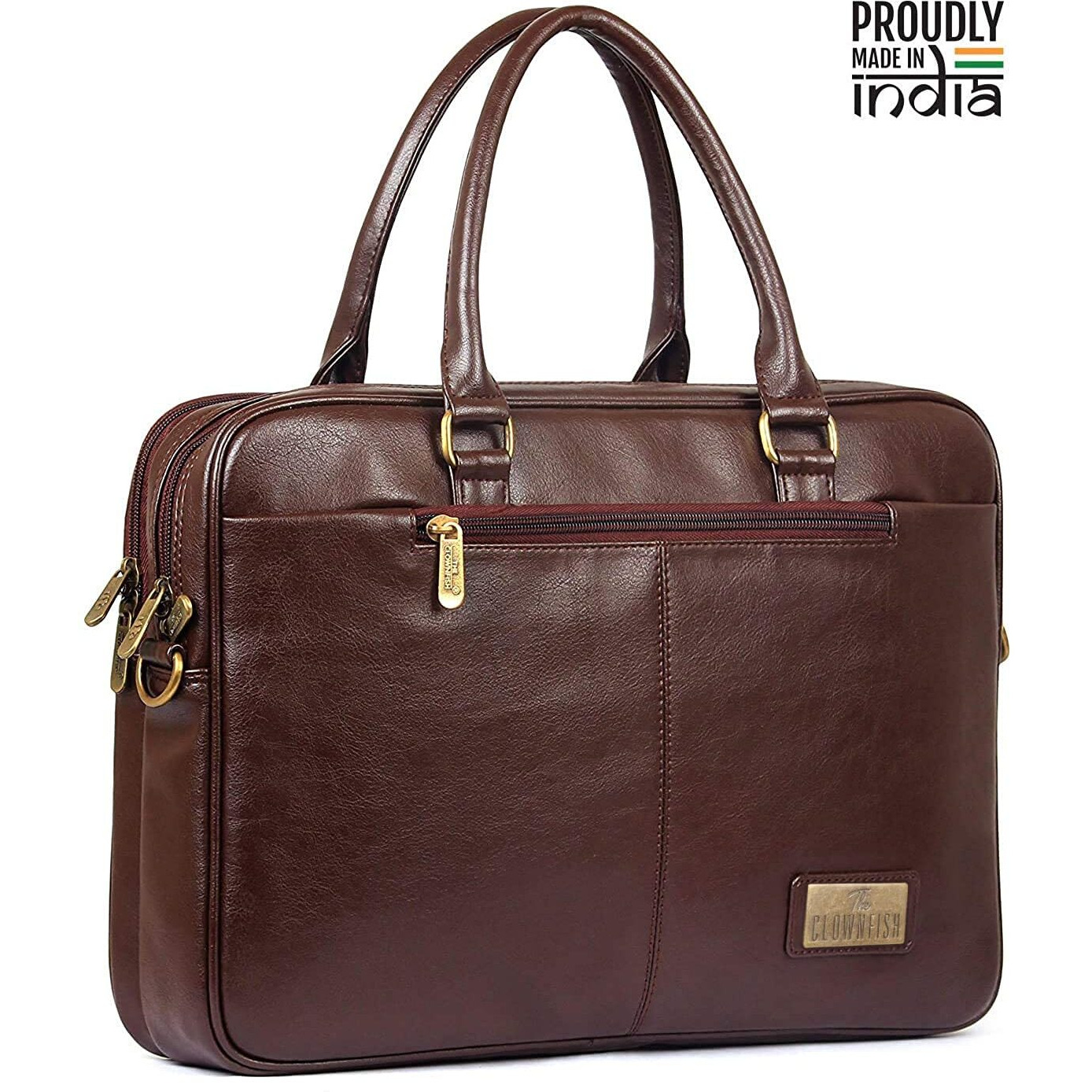 The Clownfish Signatura 15.6 inch Laptop Briefcase (Pecan)