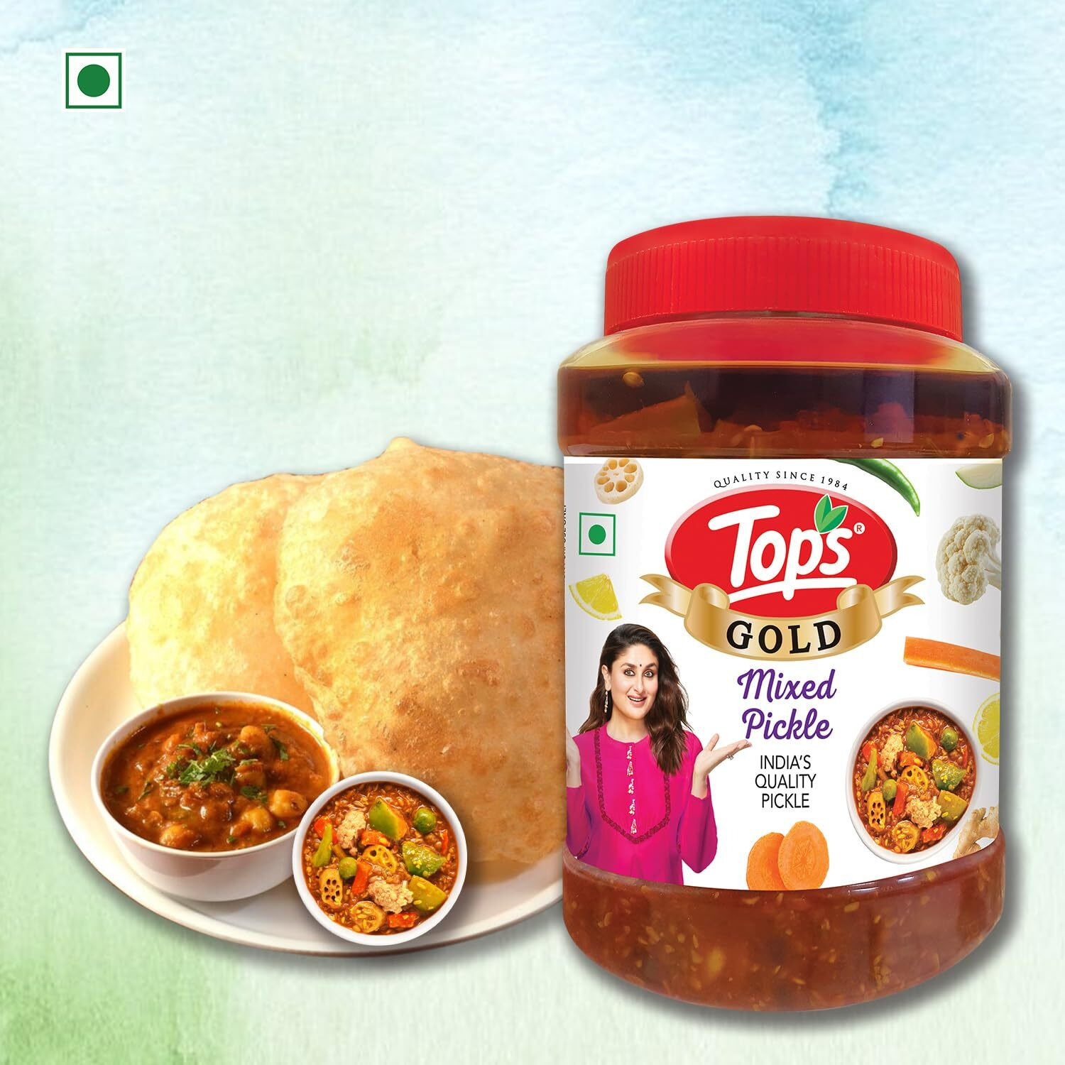 TOPS Gold Mixed Pickle- 900 gm | Perfect blend of nine Farm-Fresh seasonal vegetables and healthy mustard oil prepared from finest mustard seeds.