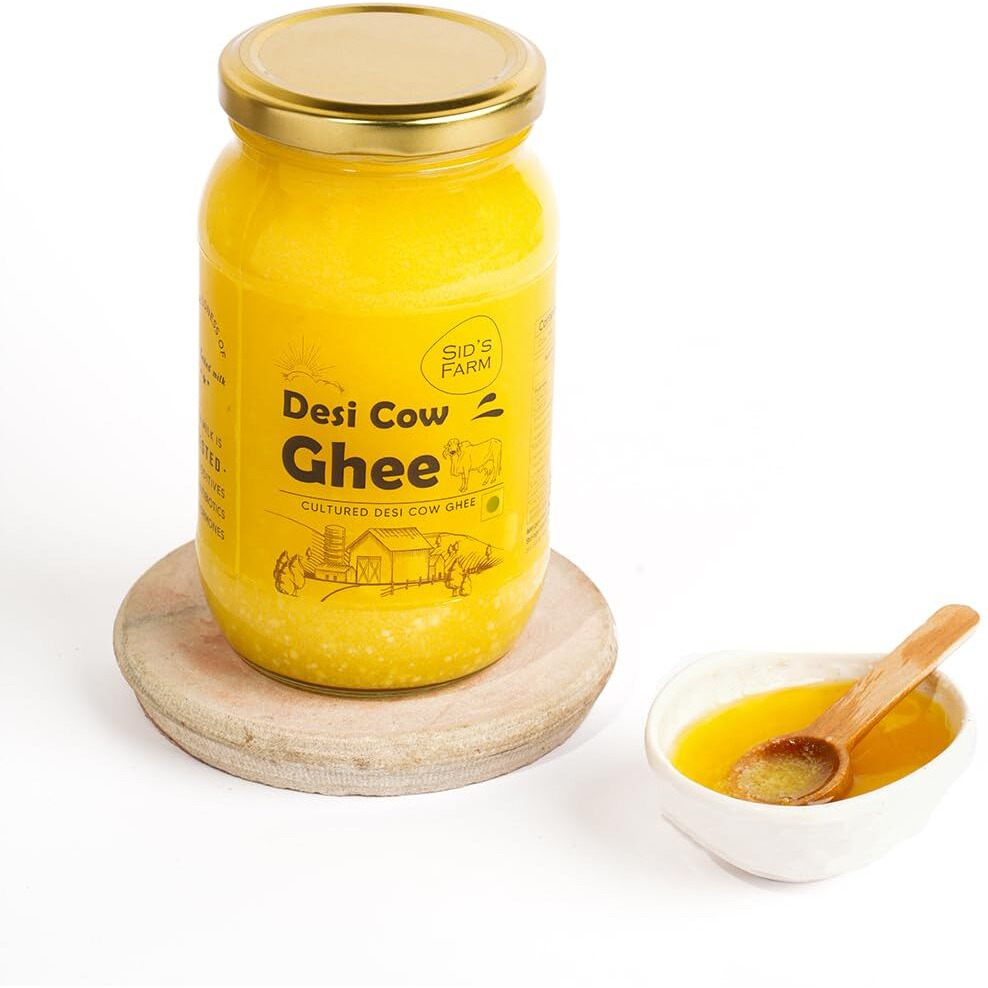 SIDS FARM - WE CARE, Lab Certified Cultured Desi Cow Ghee, Antibiotic-free Milk, | Danedar ghee | Adulterants Free | Trans fat Free | Preservative Free | 28 Rm value | USFDA, Fssai, ISO, Apeda Certified | Fresh Ghee, 350 Grams