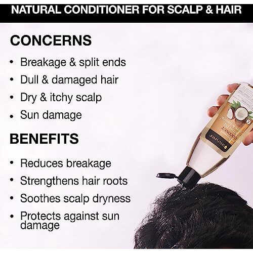 Soulflower Organic Coconut Oil Hair Growth, Long & Shiny Hair & Skin Moisturization, Face & Body Massage, Nariyal/Khopa, 100% Pure, Natural & Cold Pressed, No Mineral Oil & Preservatives, 225ml