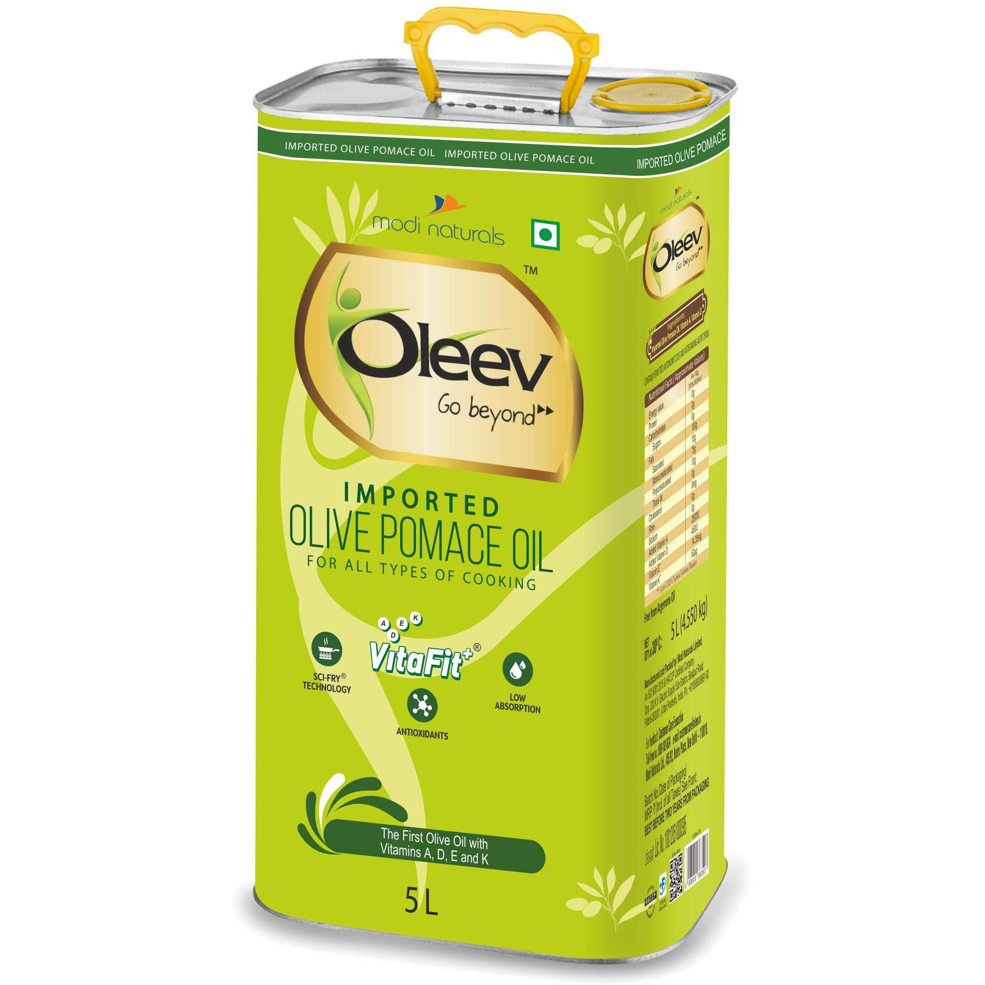 Oleev Olive Pomace Oil for Everyday Cooking, 5L TIN