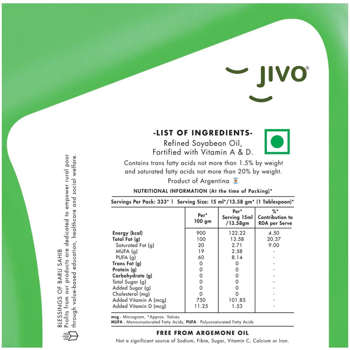 JIVO Soyabean Cooking Oil 5 Ltr (Pack of 1)