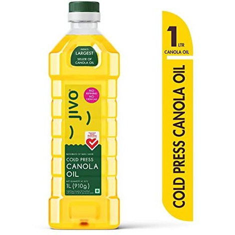 Jivo Canola Oil,1 Litre Cold Press Cooking Oil for Daily use | Lowest in Saturated Fat (Pack of 1L)