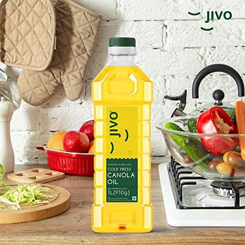 Jivo Canola Oil,1 Litre Cold Press Cooking Oil for Daily use | Lowest in Saturated Fat (Pack of 1L)