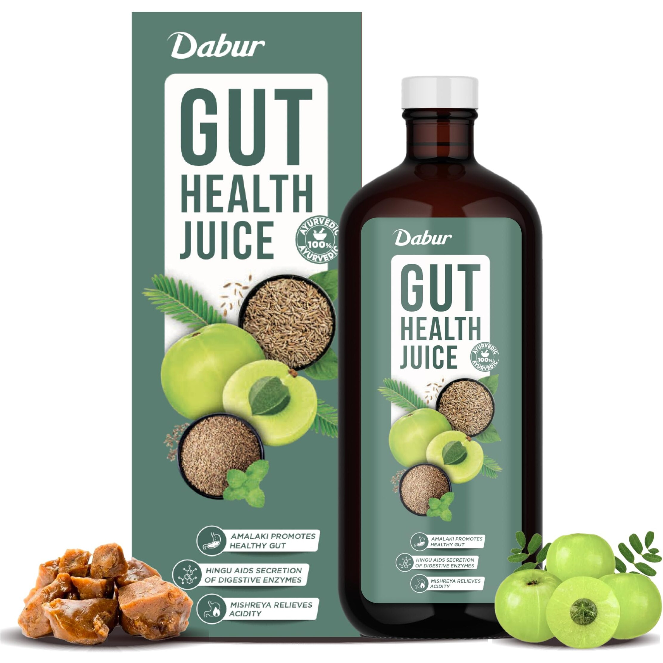 Dabur Gut Health Juice - 1L | 100% Natural & Ayurvedic | All in one Digestive-Care Solution | No Artificial Colors, Flavours & Sugars | Improves Gut Health