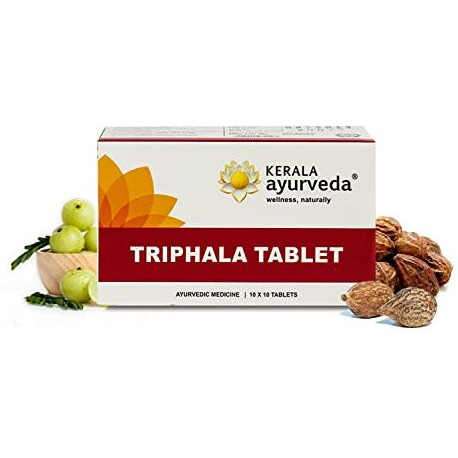 Kerala Ayurveda Triphala Tablet | Helps with Gut Health, Constipation | 100% Ayurvedic Medicine for Constipation | Regulates Bowel movement | Wild Amla, Haritaki, Vibhitaki| 100 Tablets