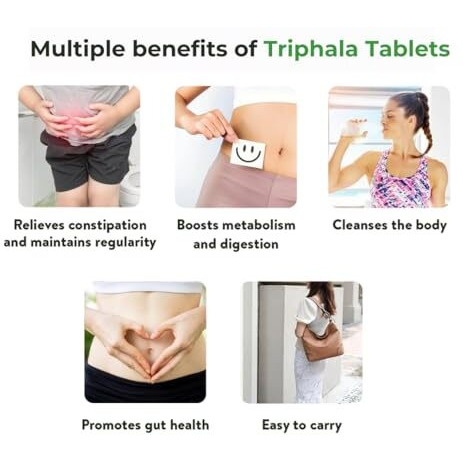 Kerala Ayurveda Triphala Tablet | Helps with Gut Health, Constipation | 100% Ayurvedic Medicine for Constipation | Regulates Bowel movement | Wild Amla, Haritaki, Vibhitaki| 100 Tablets