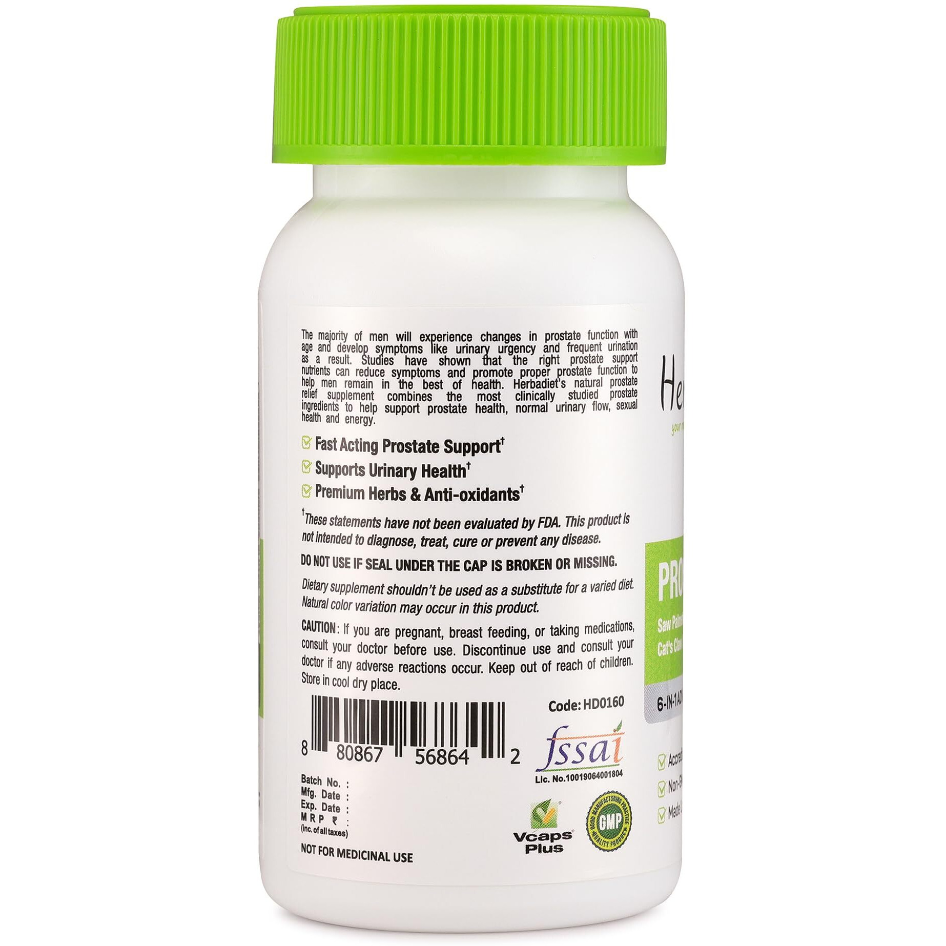 Advanced Prostate Support 60 Capsules | Blend of Saw Palmetto, Pygeum Bark, Green Tea, Lycopene, Cats Claw & Reishi Mushroom Extract