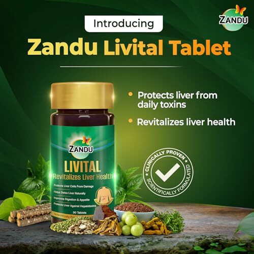 Zandu Livital tablets |Scientifically Tested |100% Ayurvedic Ingredients | Protects Liver against various Hepatotoxins| Beneficial in Fatty Liver| Improves Digestion and Appetite & Aids in Liver Detox