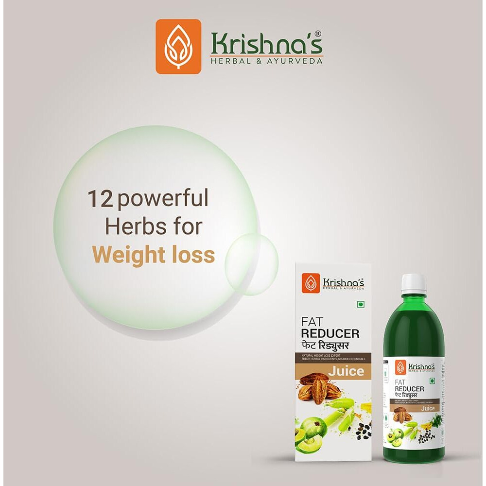 Krishnas Fat Reducer Juice - 1000 ml | (Pack of 1) | 12 Powerful herbs for Weight Management | Amla, Harad, Daru Haridra, Sunn Hemp | Aids Metabolism and Digestion