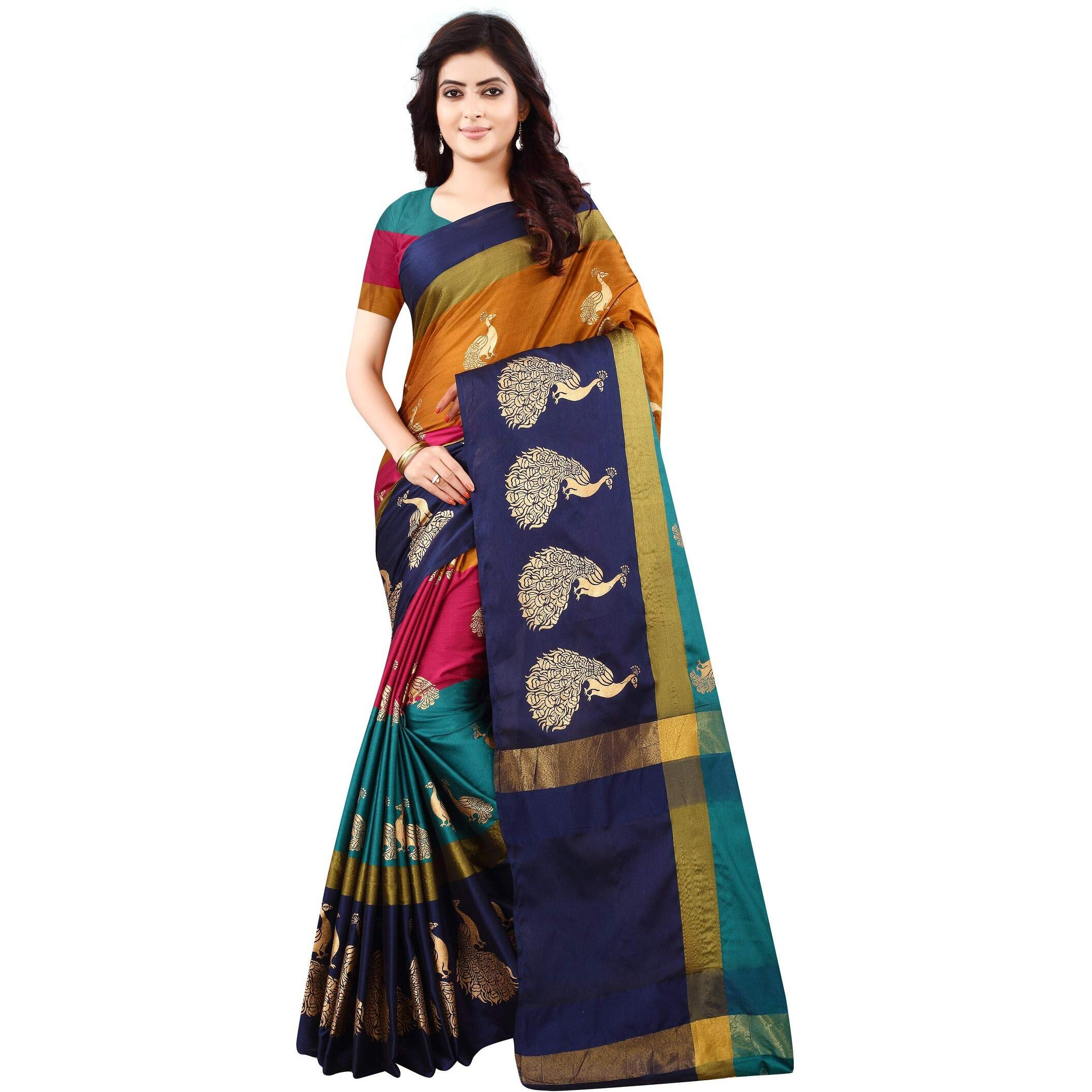 GRECIILOOKS Women Soft Cotton & Silk Saree For Women Banarasi Saree Under 499 2021 Beautiful For Women saree (Multicolor)