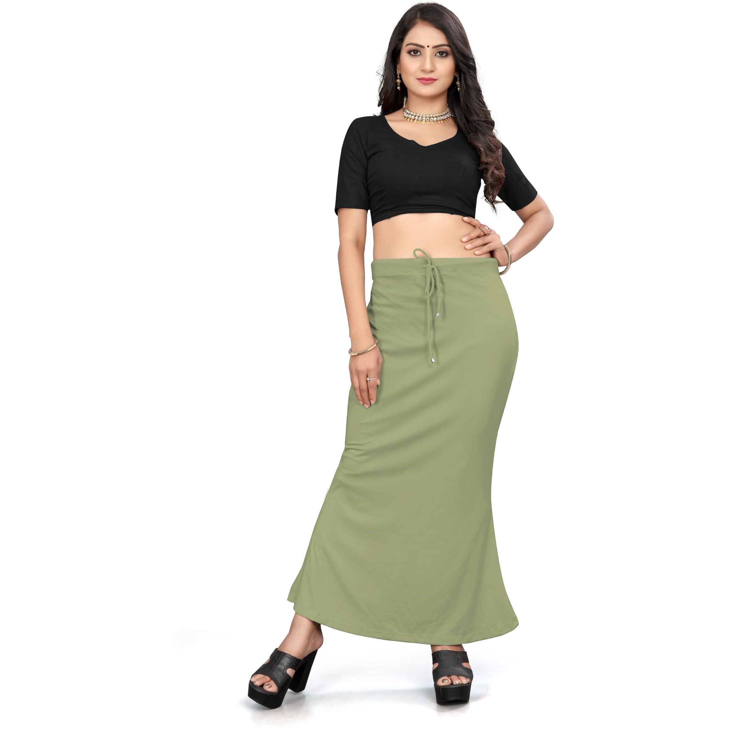 Yashika Present Lycra Saree Shapewear Petticoat for Women||Straight Fit Petticoat Saree Silhouette Shape Wear Dress for Saree|| AZ-YS-OG-Shaper Pista-M