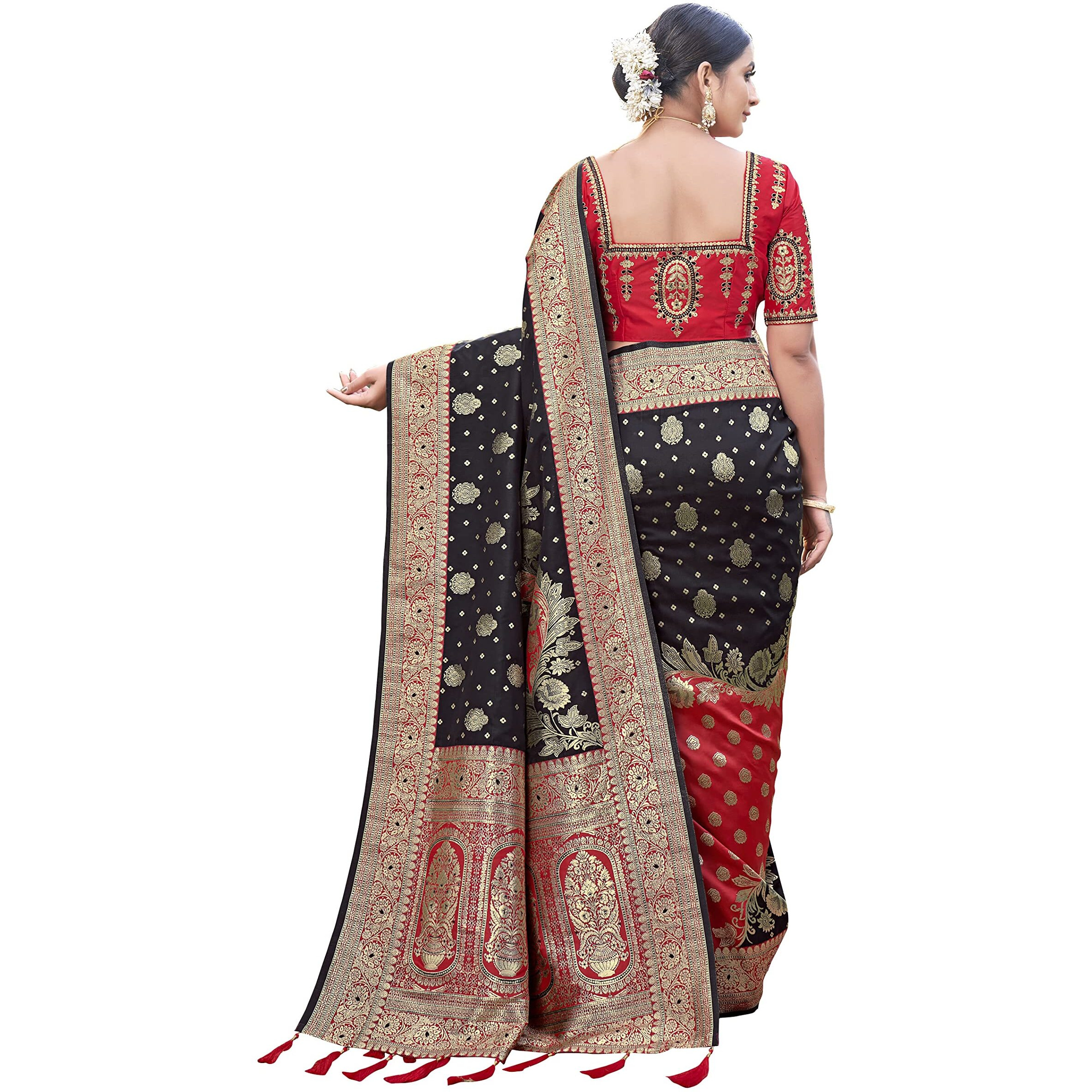 MANOHARI Most Trendy Banarasi Silk Woven Pattern Jacquard Saree for Women With Blouse Piece_MN1714