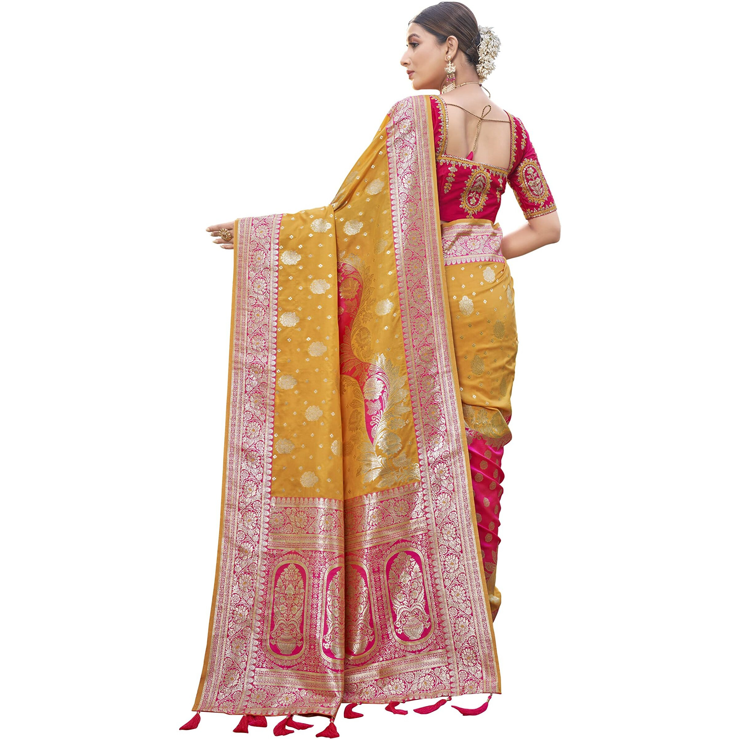 MANOHARI Most Trendy Banarasi Silk Woven Pattern Jacquard Saree for Women With Blouse Piece_MN1715