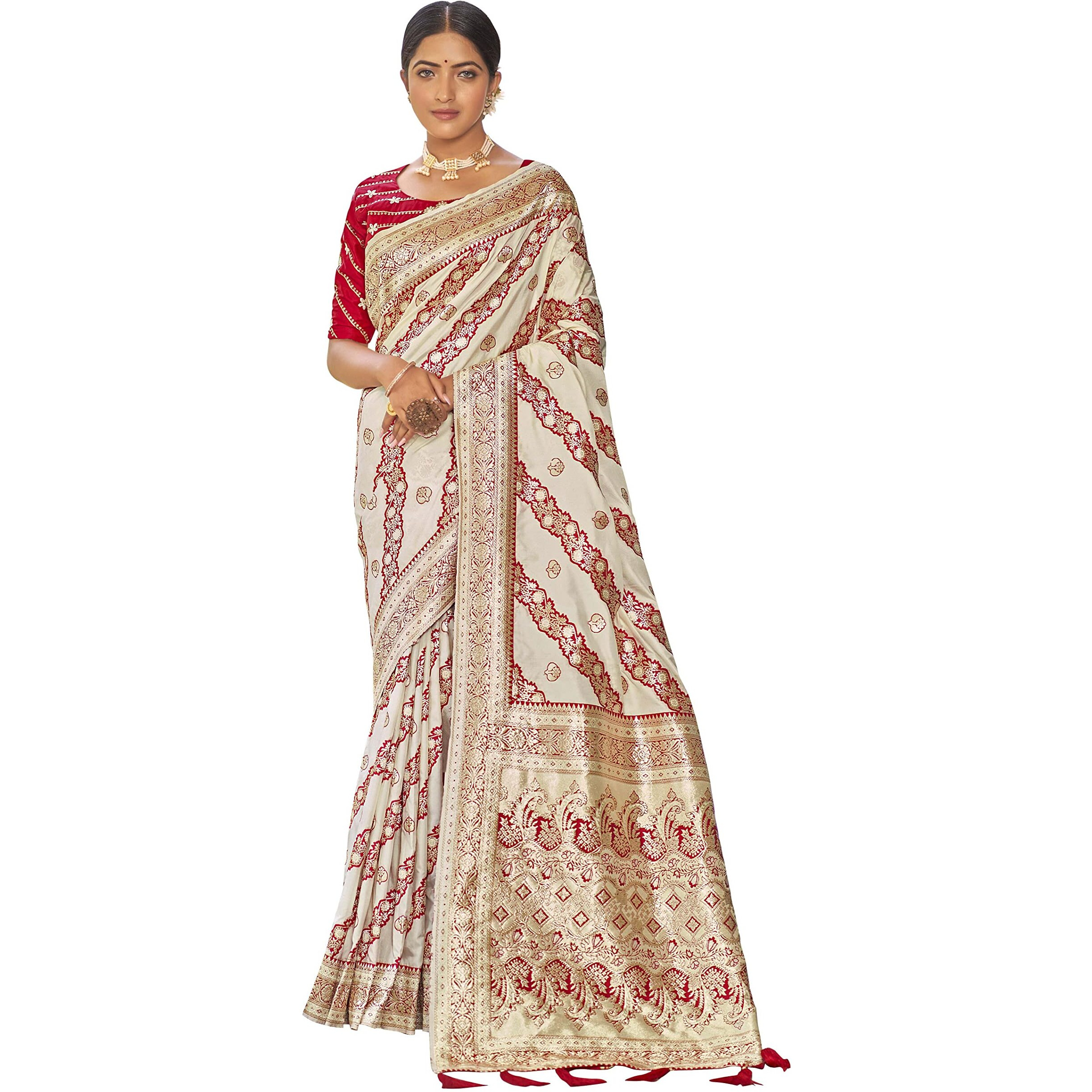 MANOHARI Most Trendy Banarasi Silk Woven Pattern Jacquard Work Saree for Women_MN1728