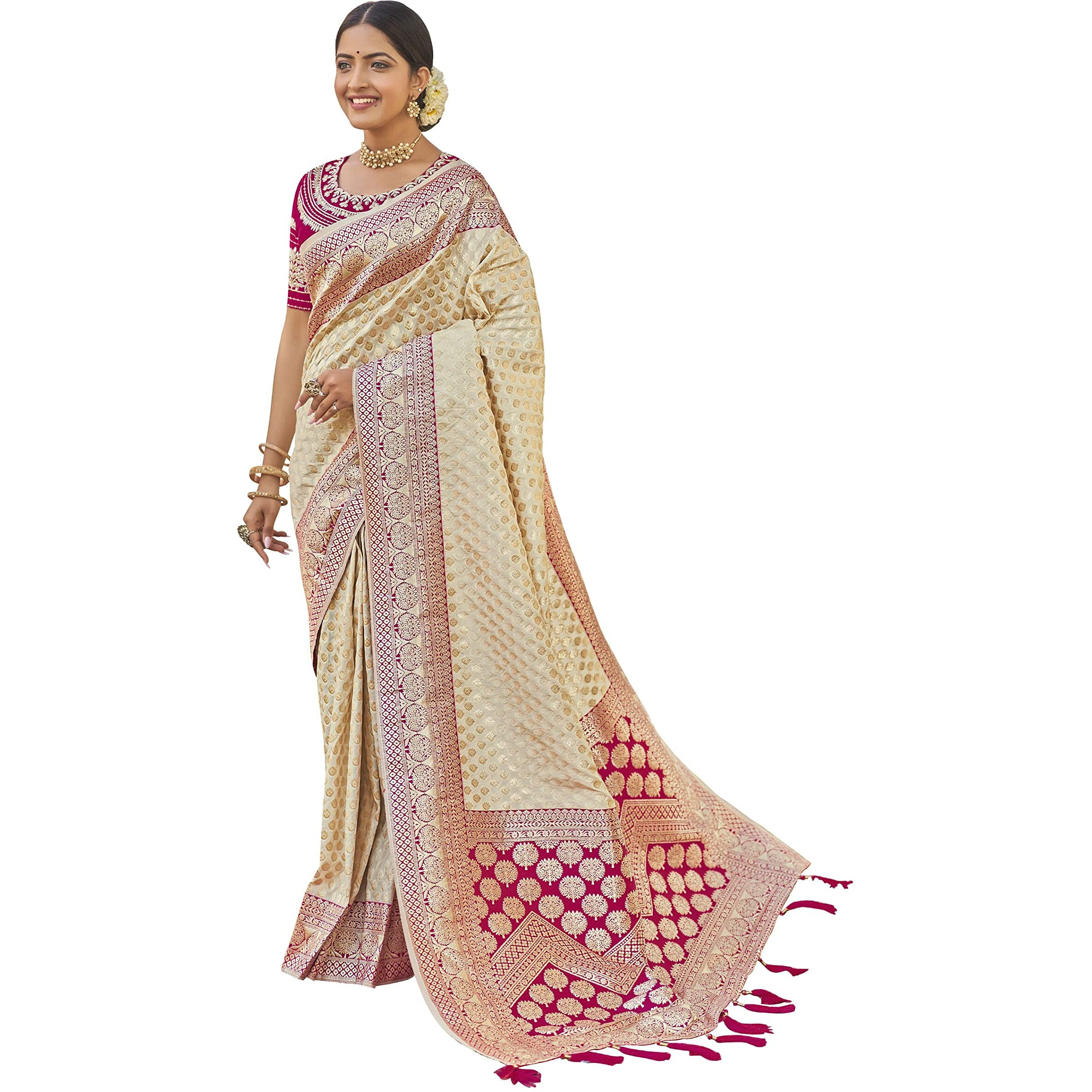 MANOHARI adorable woven pattern Banarasi Silk saree for women with Blouse Piece_MN1739