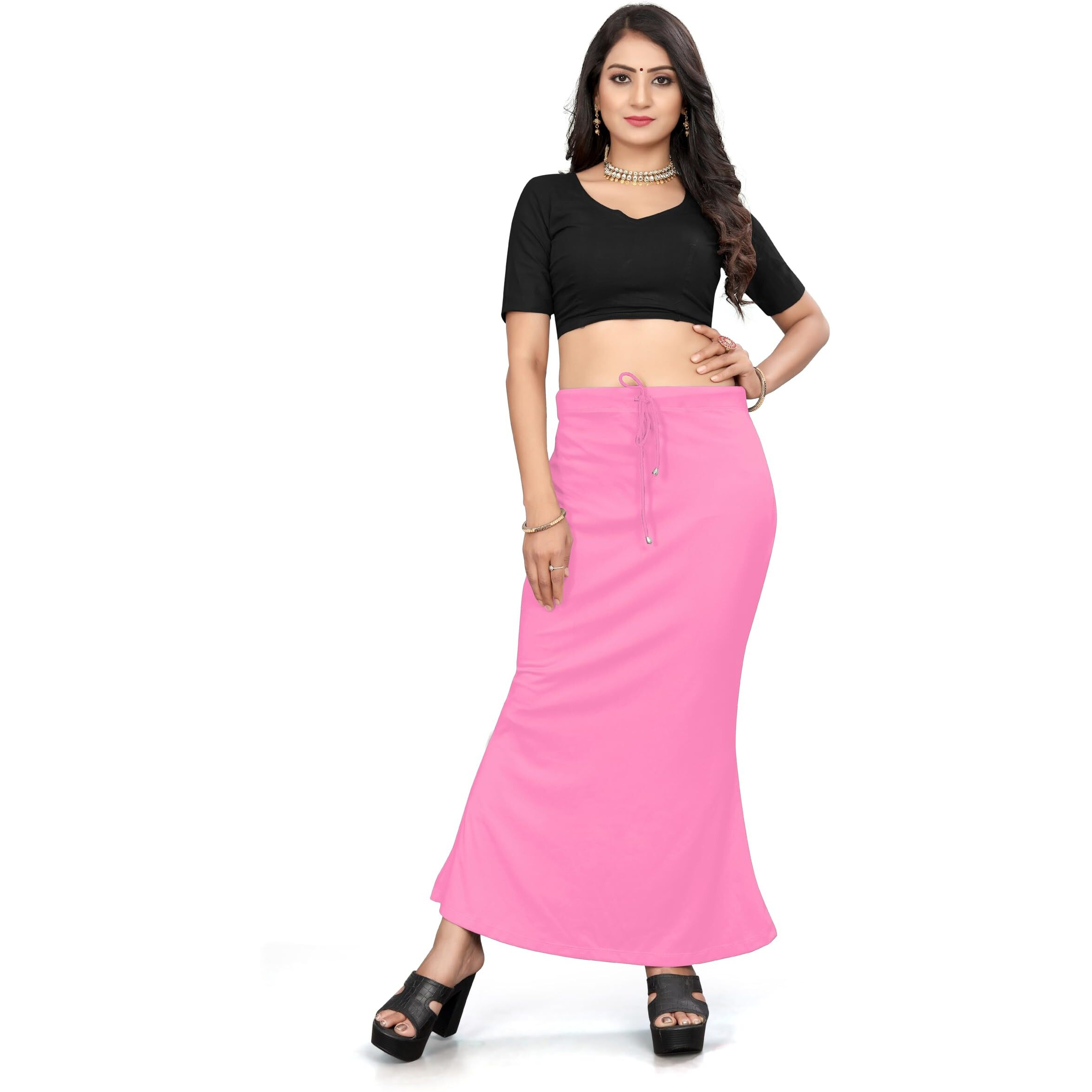 Yashika Present Lycra Saree Shapewear Petticoat for Women||Straight Fit Petticoat Saree Silhouette Shape Wear Dress for Saree|| AZ-YS-OG-Shaper Baby Pink-S