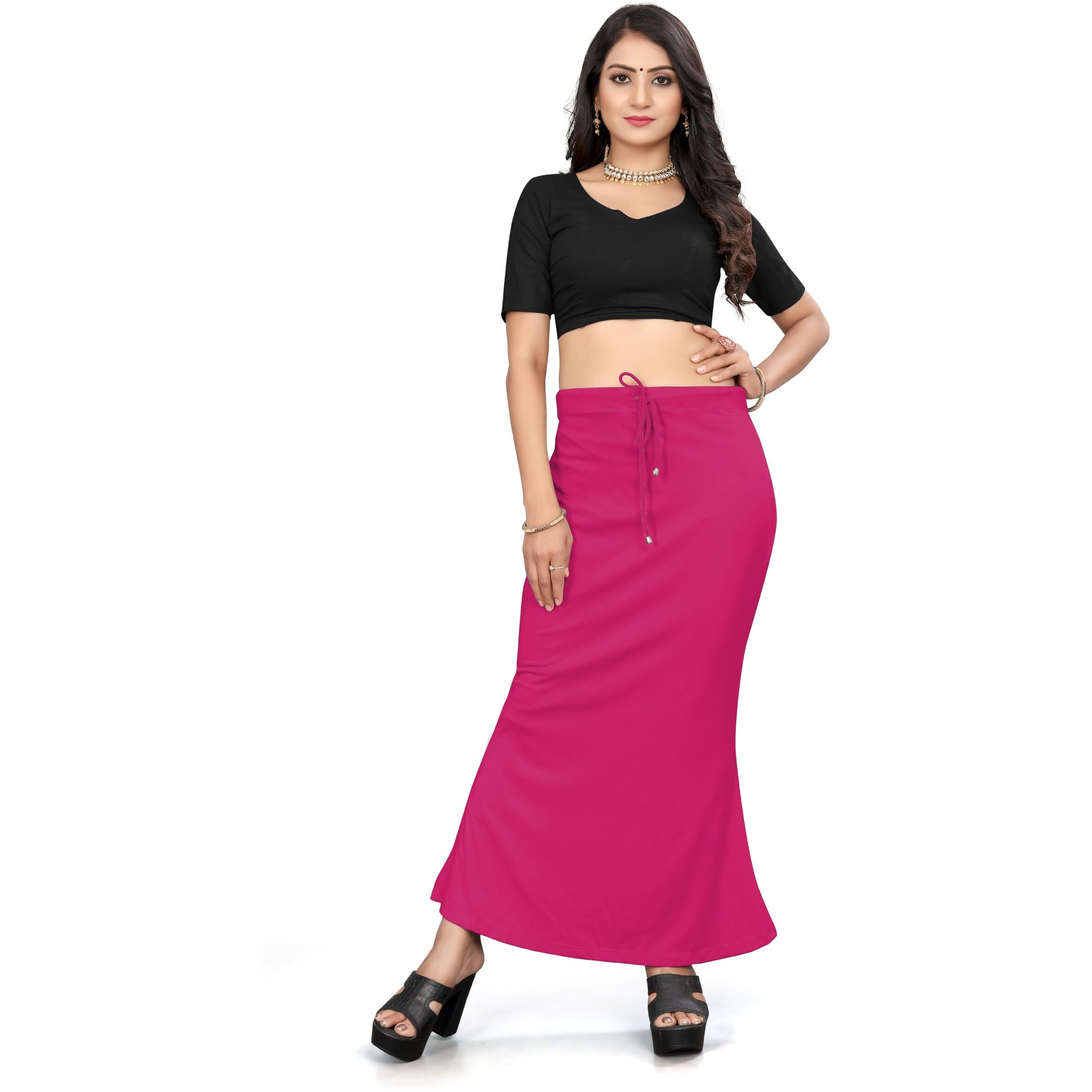 Yashika Present Lycra Saree Shapewear Petticoat for Women||Straight Fit Petticoat Saree Silhouette Shape Wear Dress for Saree|| AZ-YS-OG-Shaper Cherry-S