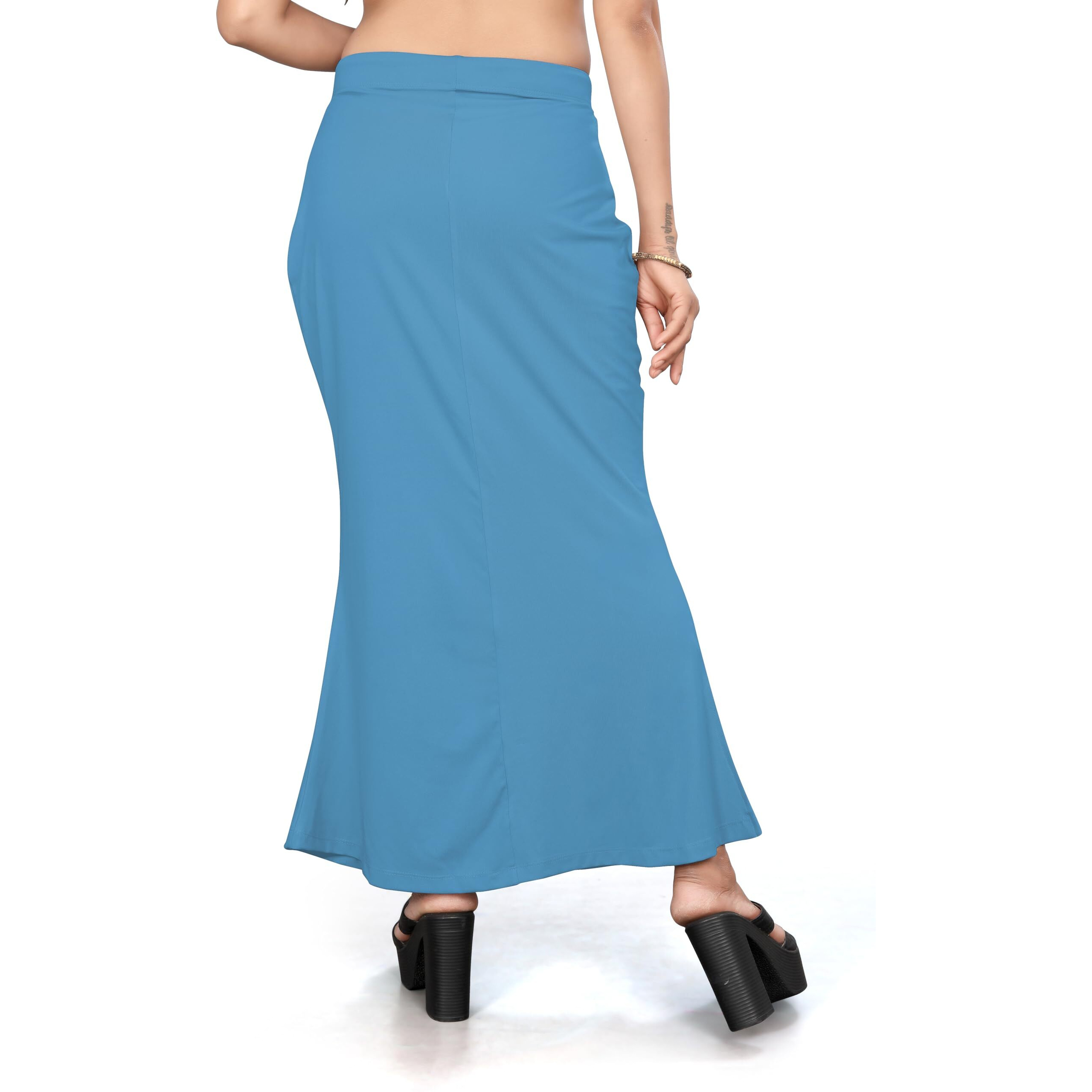 Yashika Present Lycra Saree Shapewear Petticoat for Women||Straight Fit Petticoat Saree Silhouette Shape Wear Dress for Saree|| AZ-YS-OG-Shaper Sky Blue-S